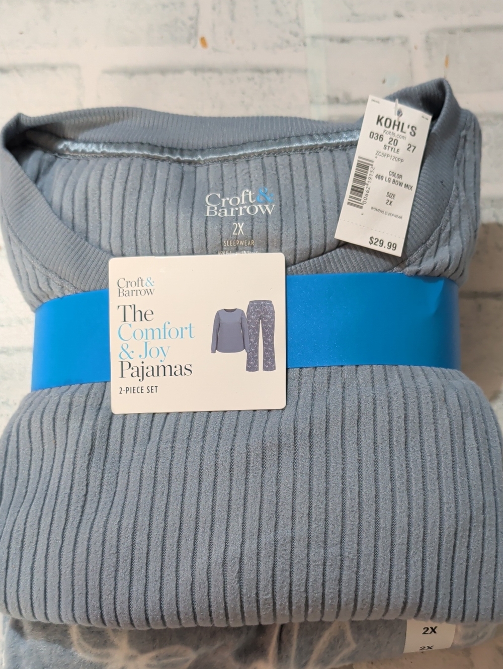 Croft & Barrow Women's Ribbed Pajama Set - Dusty Grey